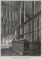 Grab und Kapelle von William Wykeham in der Kathedrale von Winchester, graviert von J. Skelton und H. Winkles, 1828